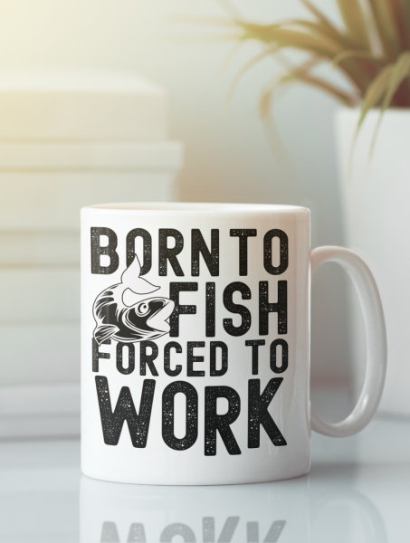 Cana personalizata pescar - Born To Fish Forced To Work [1]
