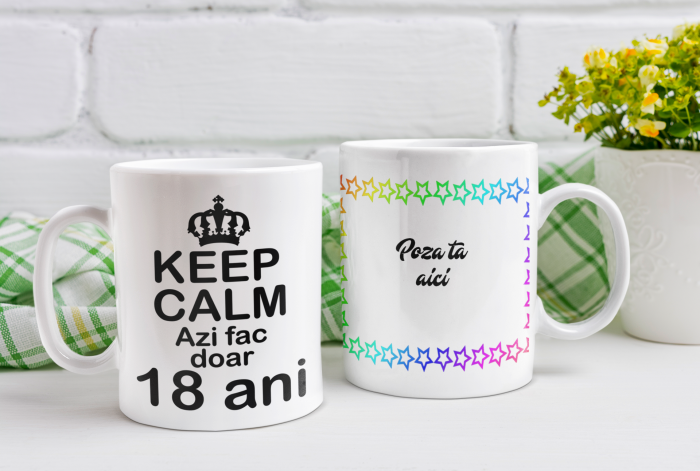 Cana personalizata cu poza / mesaj - Azi fac 18 ani [2]