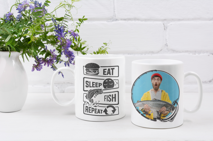 Cana personalizata cu poza / mesaj - Pescar - Eat, sleep, fishing, repeat [2]