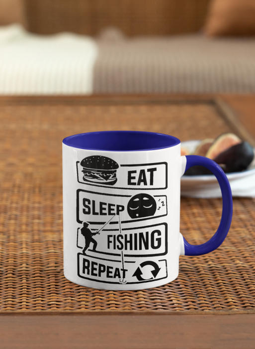 Cana personalizata cu poza / mesaj - Pescar - Eat, sleep, fishing, repeat [8]