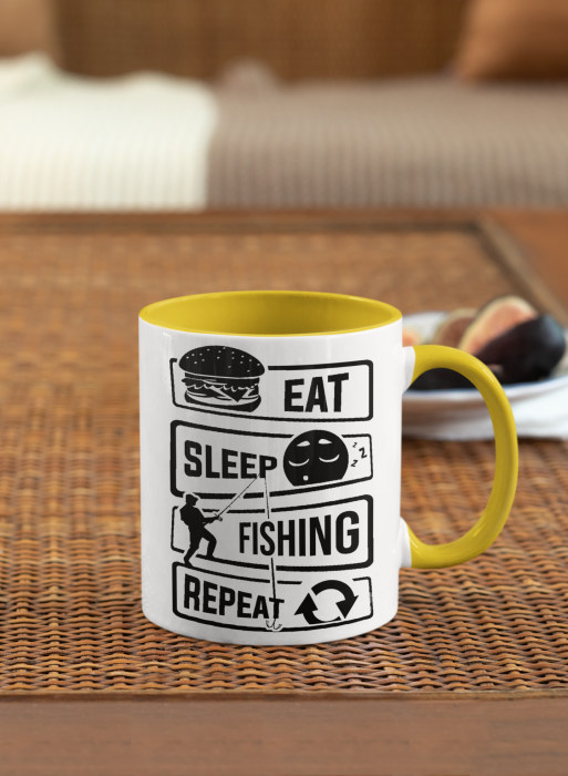 Cana personalizata cu poza / mesaj - Pescar - Eat, sleep, fishing, repeat [3]
