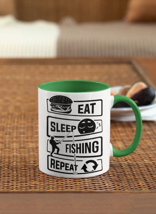 Cana personalizata cu poza / mesaj - Pescar - Eat, sleep, fishing, repeat [7]