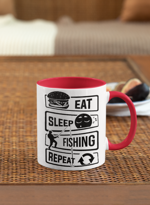 Cana personalizata cu poza / mesaj - Pescar - Eat, sleep, fishing, repeat [2]