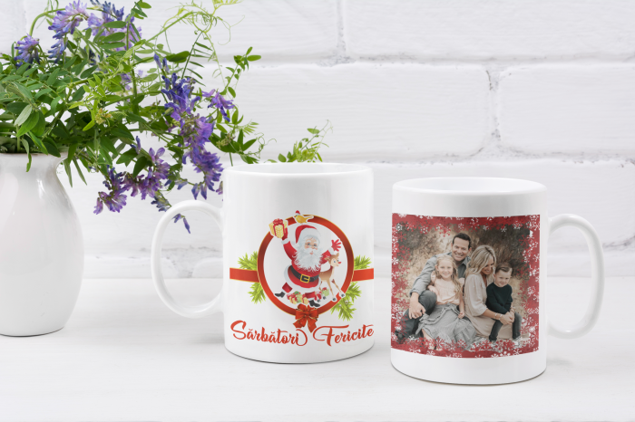 Cana personalizata cu poza - Sarbatori Fericite cu Mos Craciun [3]