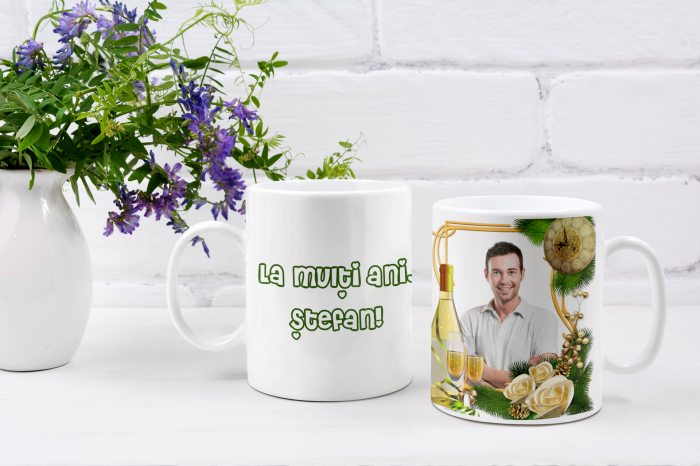 Cana personalizata cu poza si mesaj - La multi ani, Stefan/Stefania! [2]