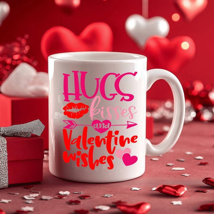 Cana personalizata HUGS KISSES AND VALENTINE WISHES [3]