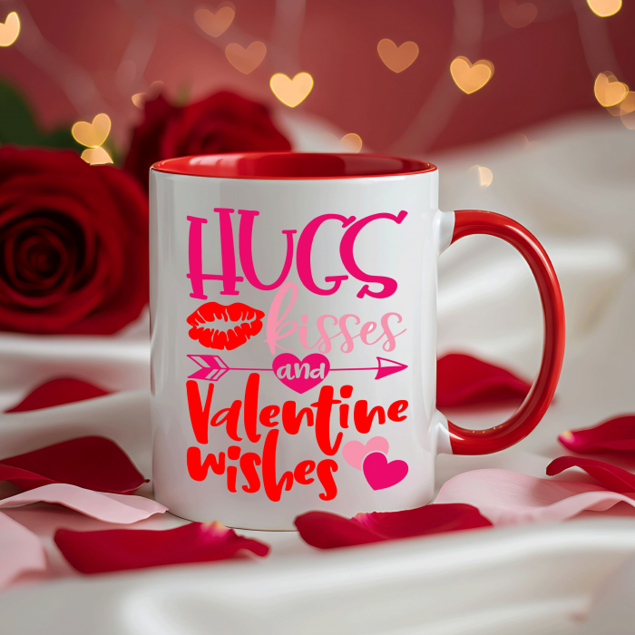Cana personalizata HUGS KISSES AND VALENTINE WISHES [4]