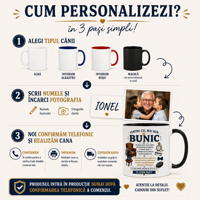 Cană personalizată pentru bunic cu fotografie și nume [10]
