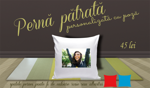 Perna patrata personalizata cu poza / mesaj [3]