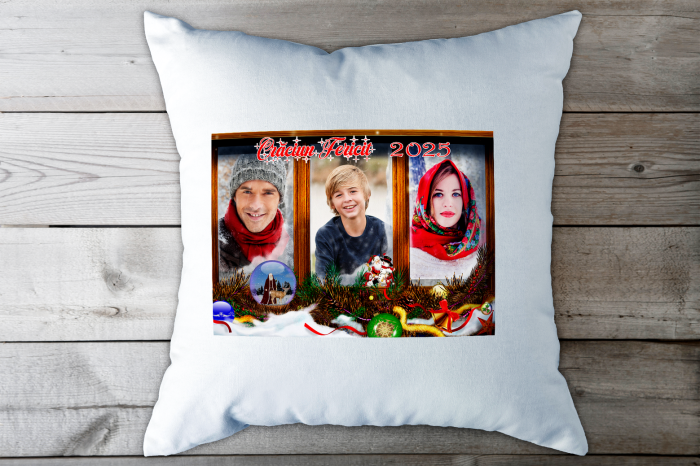 Pernă personalizată CRACIUN 2025 cu 3 poze [3]