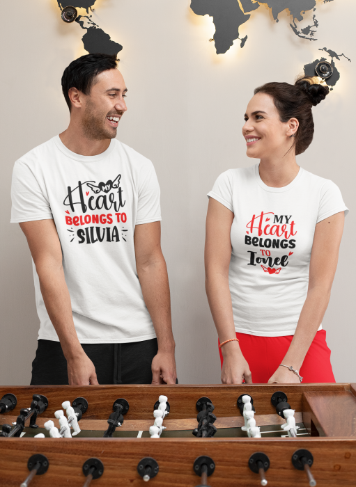 Set tricouri personalizate cu mesajul MY HEART BELONGS TO ... [2]