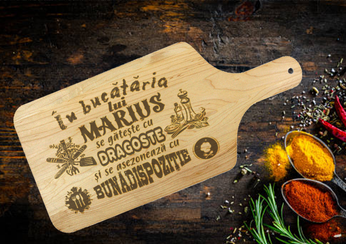 Tocator lemn gravat - In bucataria Mariei se gateste cu dragoste [2]