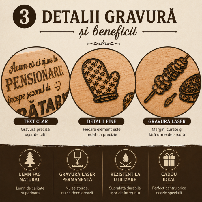 Tocător personalizat din lemn | Cadou pensionare [3]