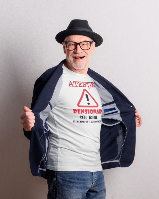 Tricou personalizat - ATENȚIE PENSIONAR [3]