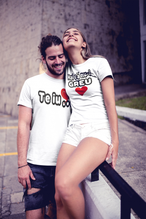 Set tricouri personalizate cu mesaj - Te iub / Hai ca nu-i greu [3]