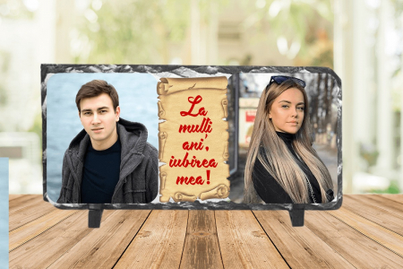 Ardezie personalizata 2 poze si mesaj La multi ani!