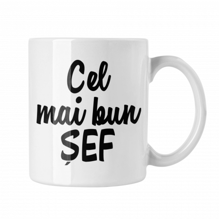 Cana personalizata - Cană personalizată cu mesaj „Cel mai bun șef” – cadou elegant pentru birou
