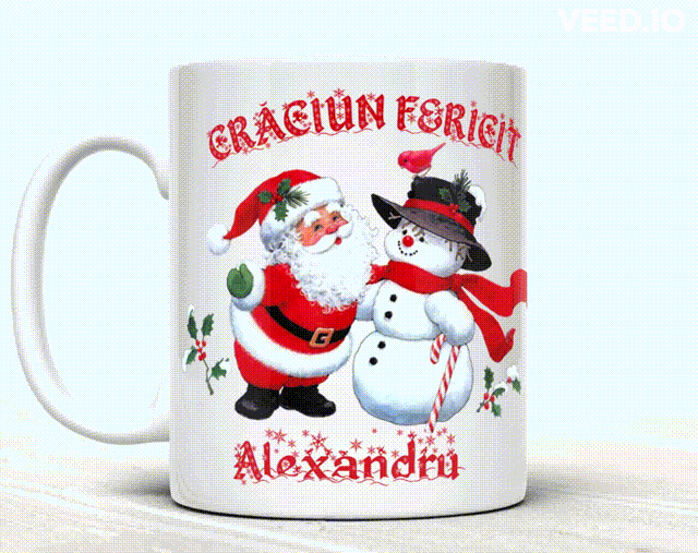 Cadouri de Craciun - Cana personalizata cu nume si o poza - CRACIUN FERICIT