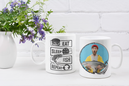 Cana personalizata cu poza / mesaj - Pescar - Eat, sleep, fishing, repeat [1]