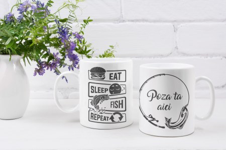 Cana personalizata cu poza / mesaj - Pescar - Eat, sleep, fishing, repeat [2]