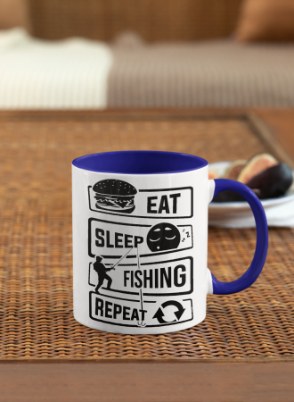 Cana personalizata cu poza / mesaj - Pescar - Eat, sleep, fishing, repeat [4]