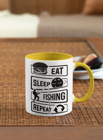 Cana personalizata cu poza / mesaj - Pescar - Eat, sleep, fishing, repeat [5]