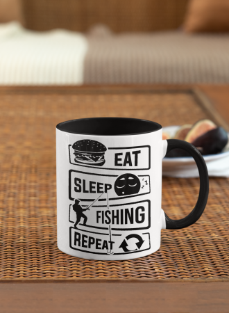 Cana personalizata cu poza / mesaj - Pescar - Eat, sleep, fishing, repeat [8]