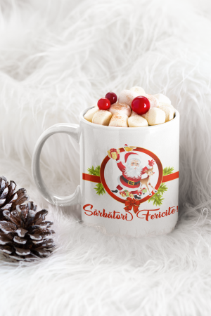 Cana personalizata cu poza - Sarbatori Fericite cu Mos Craciun [1]