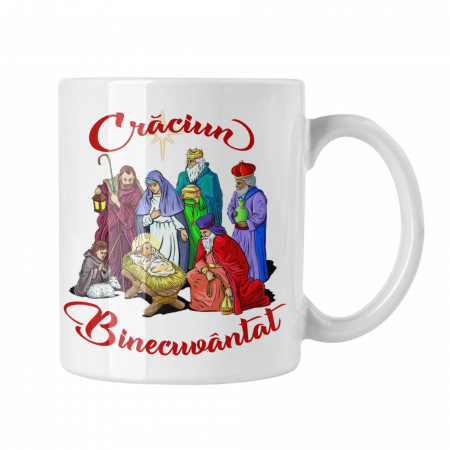 Cadouri de Craciun - Cana personalizata cu poza - Craciun Binecuvantat
