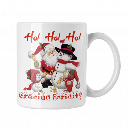 Cadouri de Craciun - Cana personalizata cu poza - Craciun Fericit - Ho, Ho, Ho
