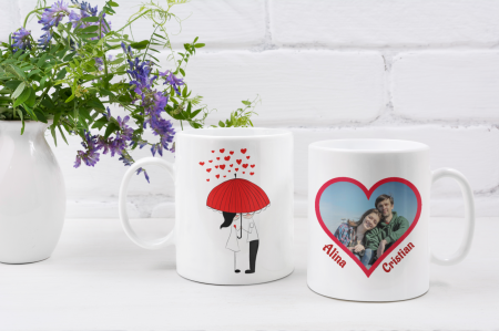 Cana personalizata cu poza si mesaj - Dragoste sub umbrela [1]