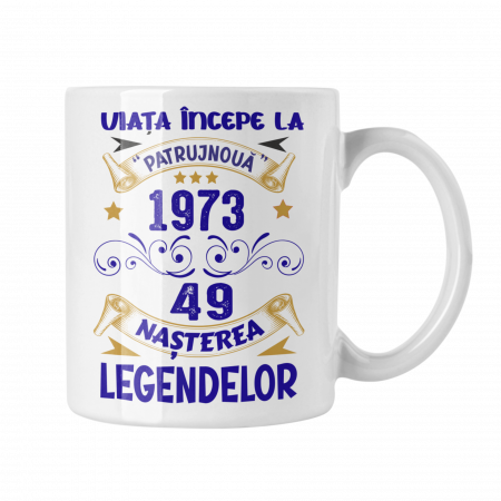 Cana personalizata - Cana personalizata cu poza si mesaj Viata incepe la 49 de ani