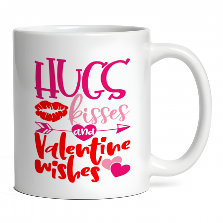 Cadouri de VALENTINE'S DAY - Cana personalizata HUGS KISSES AND VALENTINE WISHES