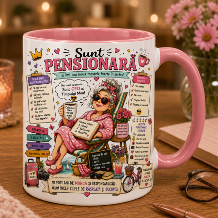 Căni MESERII - Cana personalizata - SUNT PENSIONARĂ
