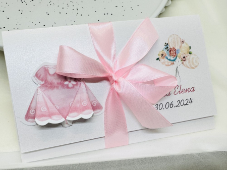 Invitatii de botez - Invitatie botez rochita 15527 lux