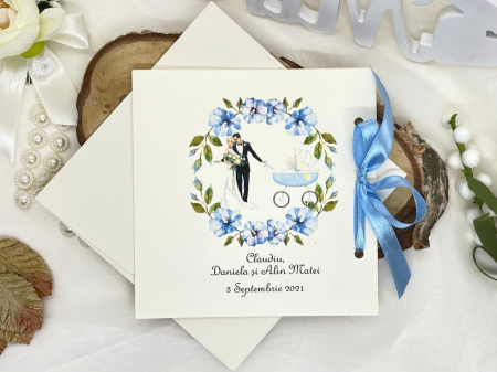 Invitatii de botez - Invitatie nunta si botez cod 11456I LUX