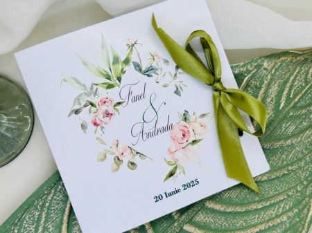 Invitatii de nunta & botez - Invitatie nunta floral cod 1852 LUX