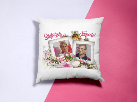Perna personalizata cu 2 poze si mesaj Sarbatori fericite!