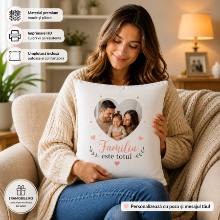 Perne personalizate - Pernă personalizată cu poză și mesaj