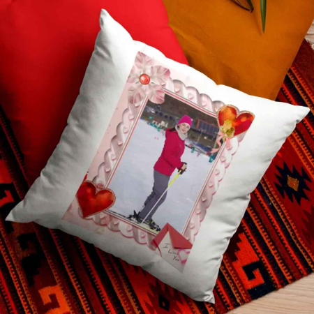 Perne personalizate - Perna personalizata cu poza si mesaj - I Love You