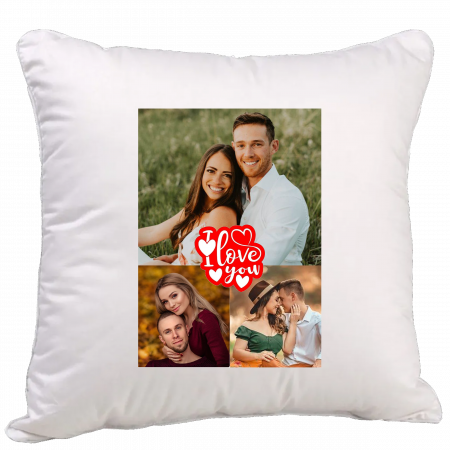 Perne personalizate - Perna personalizata cu trei poze I LOVE YOU