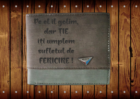 Portofele personalizate - Portofel piele gravat - Fericire!