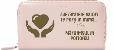 Portofele personalizate - Portofel gravat dama - Adevaratele valori le porti in inima