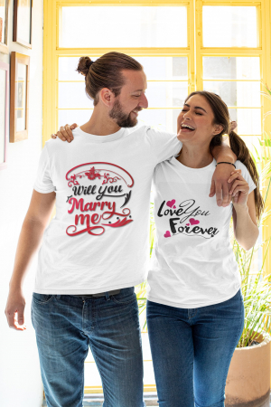 Set tricouri cuplu personalizate mesaj - Marry me / Love you forever