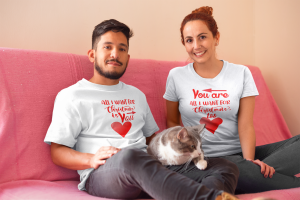 Cadouri de Craciun - Set tricouri familie cu mesaj All I want for Christmas is you