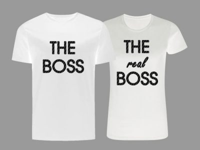 Tricouri personalizate - Set tricouri albe - THE BOSS & THE REAL BOSS