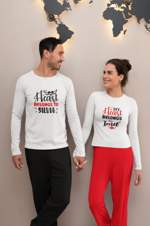Tricouri personalizate - Set hanorace personalizate cu mesajul MY HEART BELONGS TO ...