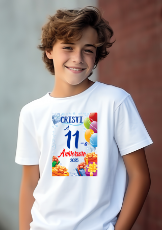 Tricouri personalizate - Tricou alb de copii personalizat cu mesajul "Aniversare"