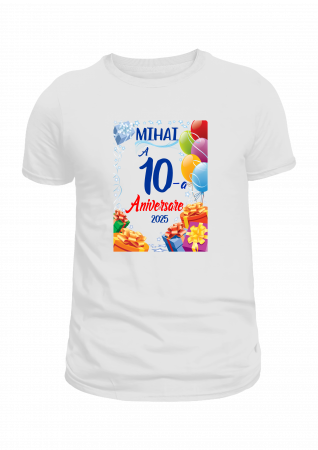 Tricou alb de copii personalizat cu mesajul "Aniversare" [2]