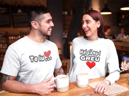 Set tricouri personalizate cu mesaj - Te iub / Hai ca nu-i greu [1]